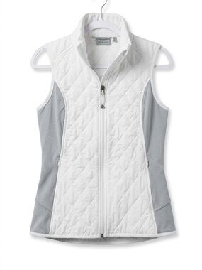Athleta Quilted White & Light Blue Lightweight Vest